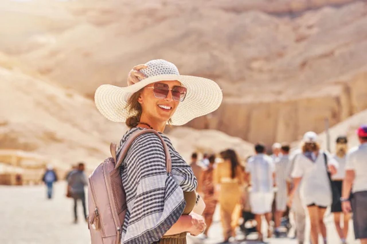 A visitor in the Valley of the Kings, west bank Luxor