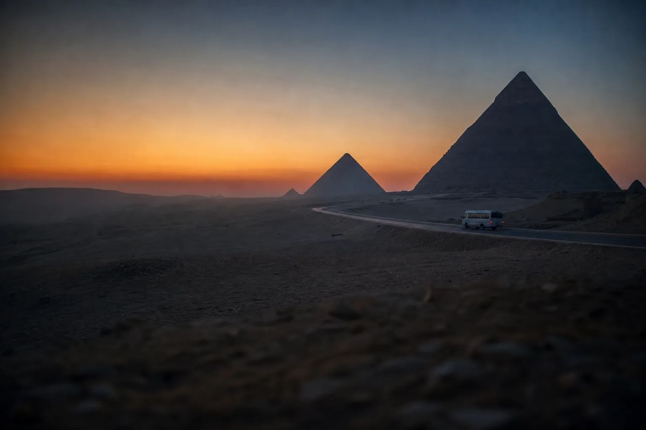 Pyramids of Giza at dusk — Discovery Tours Egypt operations