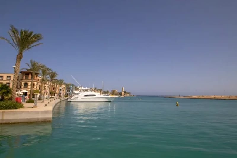 Yacht moored in the marina at Port Ghalib